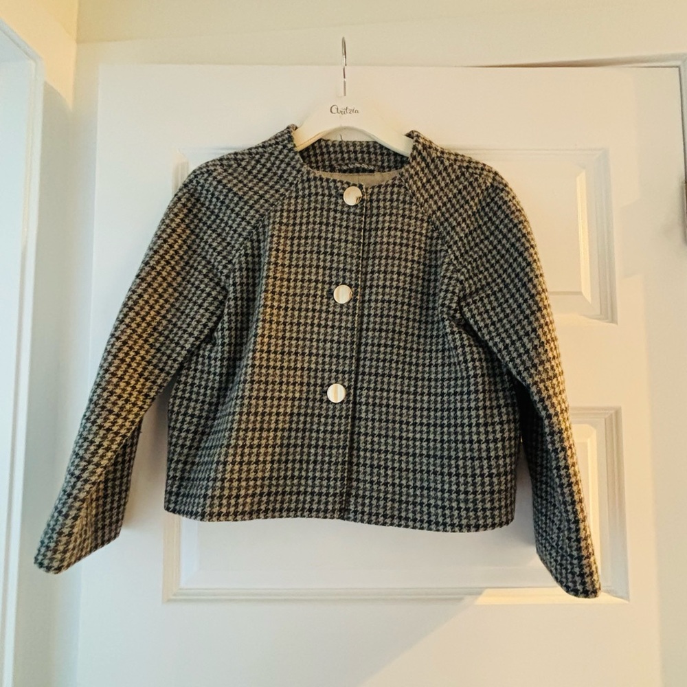 Wilfred Houndstooth Button-Front Jacket in Black and Cream